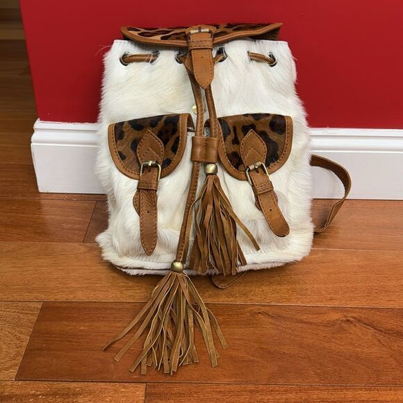 Jaded Gypsy backpack Leopard Print‎ and White Fur Women\'s Backpack